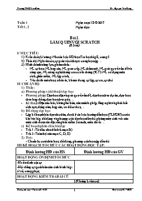 Giáo án Tin học Lớp 8 - Bài 1 Làm quen với Scratch - Năm học 2017-2018